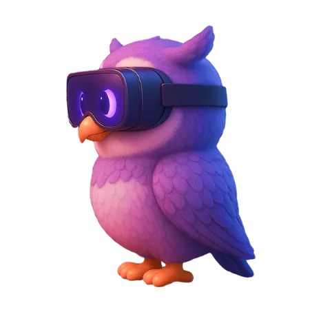 Qatar Education Leadership Expo's owl mascot pointing to the list of who should exhibit.